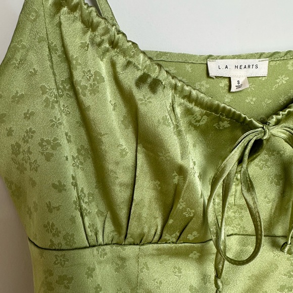 PacSun Green Satin Bustier Tie Top - Picture 2 of 7